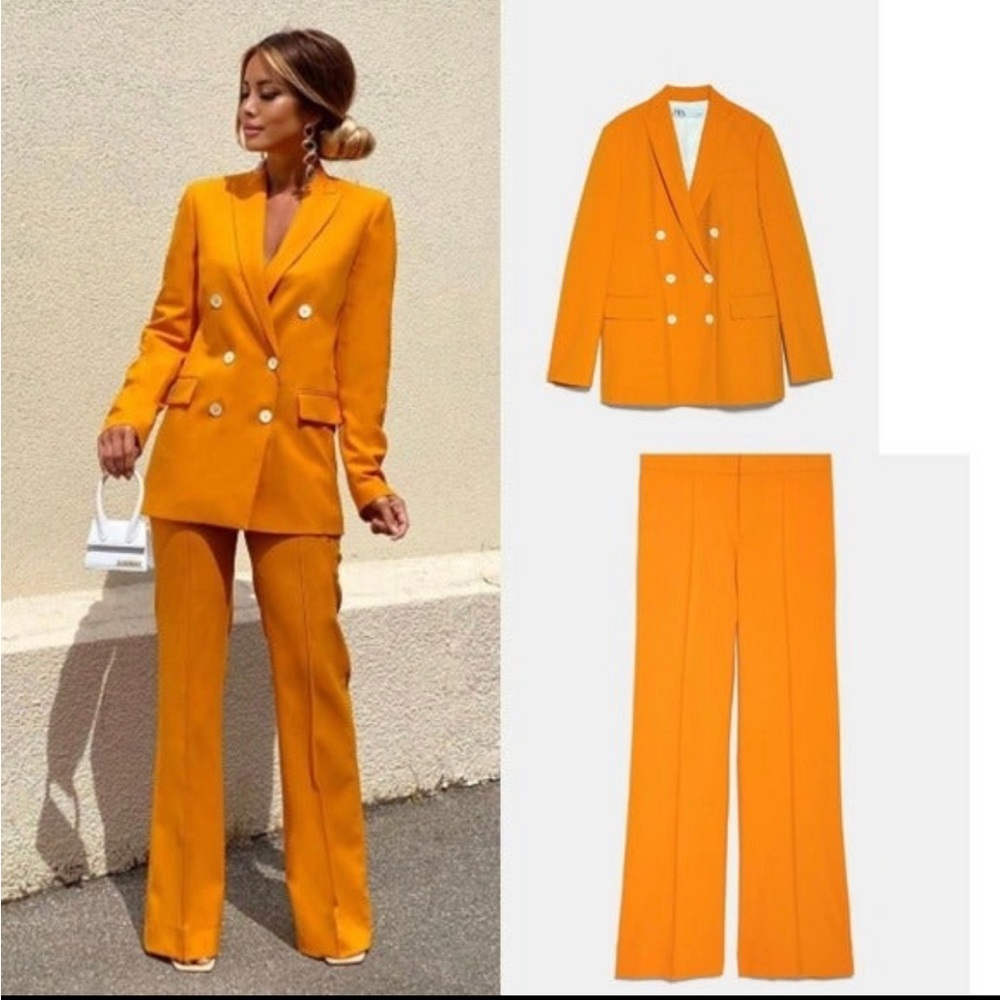 NWT Zara Orange Blazer & Pants Set S